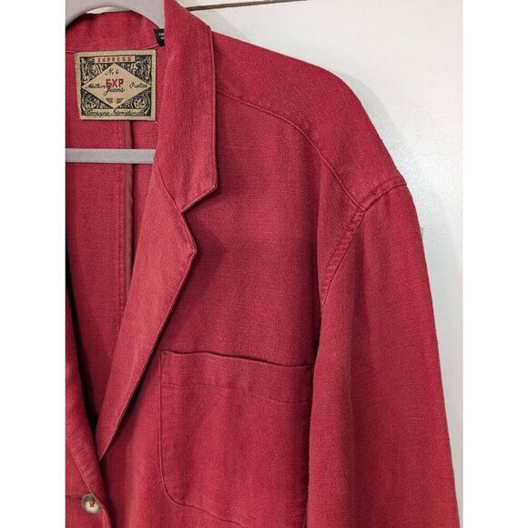 Express Vintage Boxy Blazer women's medium red oversized Y2K 90s - Picture 2 of 6